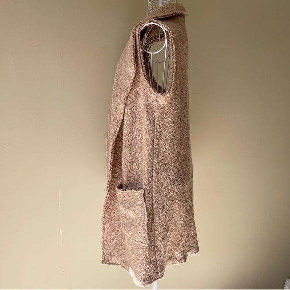 Tahari Long Open front Wool Blend Vest Cardigan Beige/Tan Size S - Picture 2 of 7